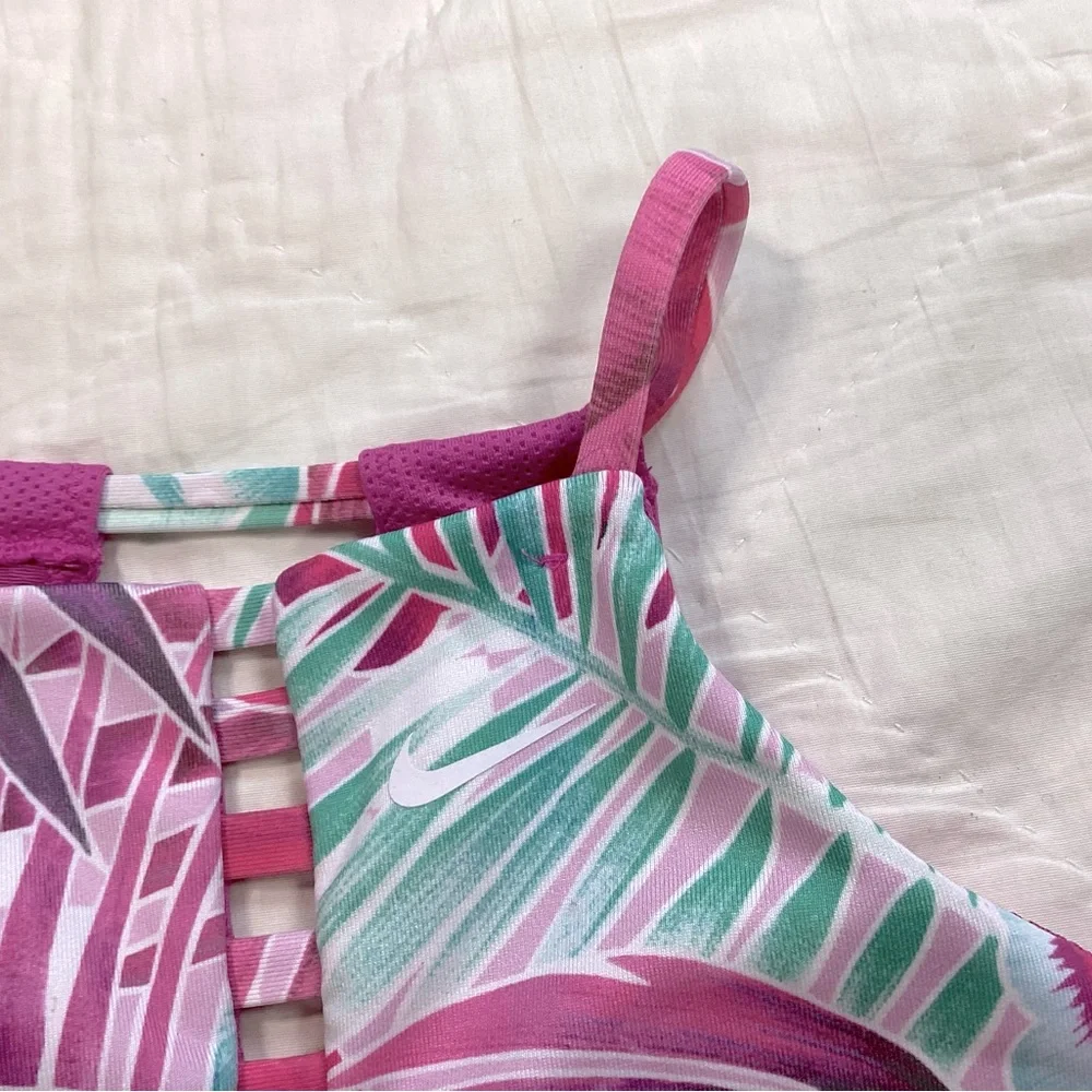 Nike Hawaiian Tropical Floral Ladder High Neck Sports Bra Small‎